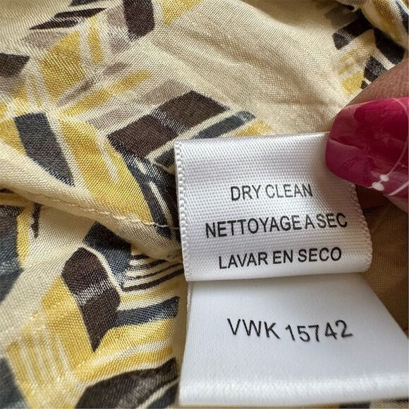 BCBGMaxazria Women's S Sheer Feather Print Wrap Blouse Balloon Sleeve Peplum Top - Picture 13 of 13